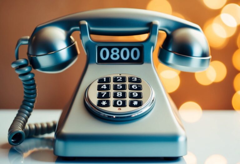 Um telefone vintage com um número 0800 proeminente exibido no teclado.