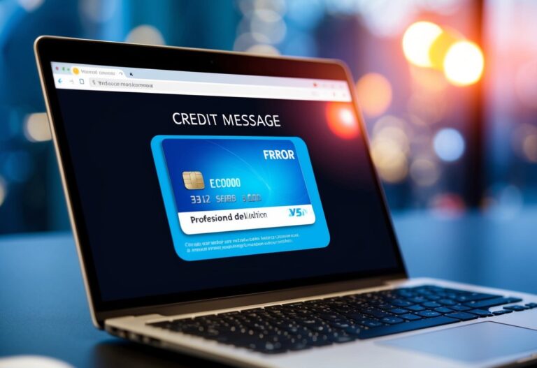 Um cartão de crédito com uma mensagem de erro exibida em uma tela digital